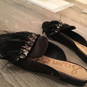 Sam Edelman Shoes - Sam Edelman Black Feather Party Slides Sam Edelman Shoes - Sam Edelman Black Feather Party Slides